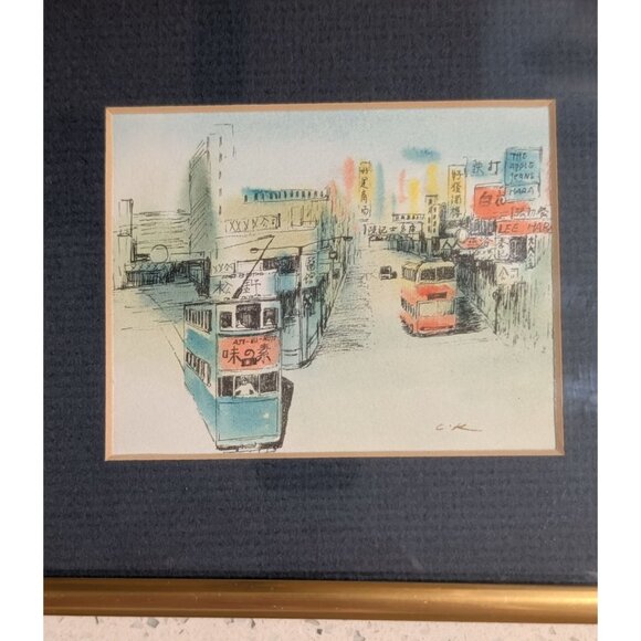 Framed Cityscape Art Watercolor Gold Frame - Picture 7 of 16